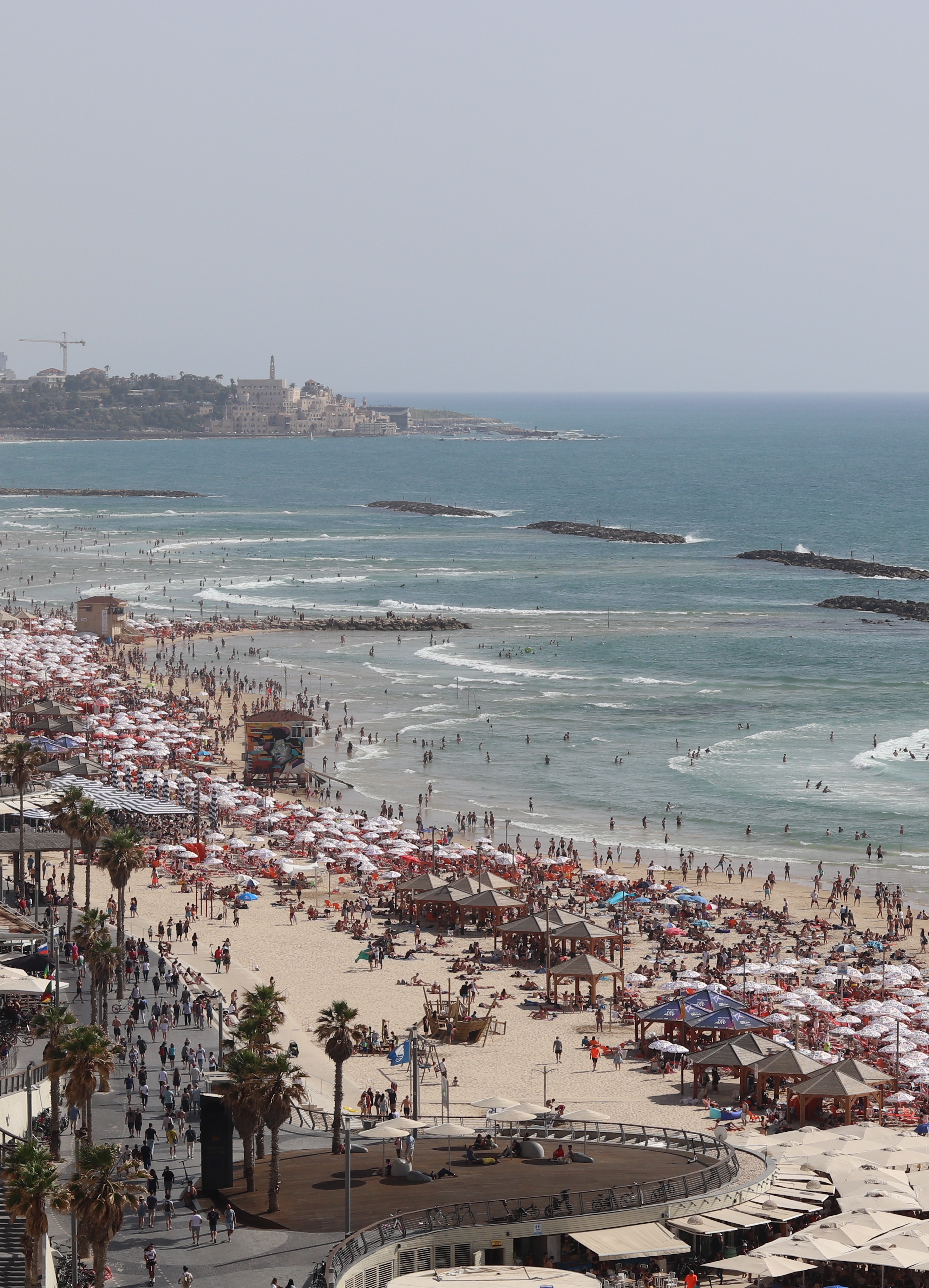 A view of Tel Aviv's beaches from Herods Hotel