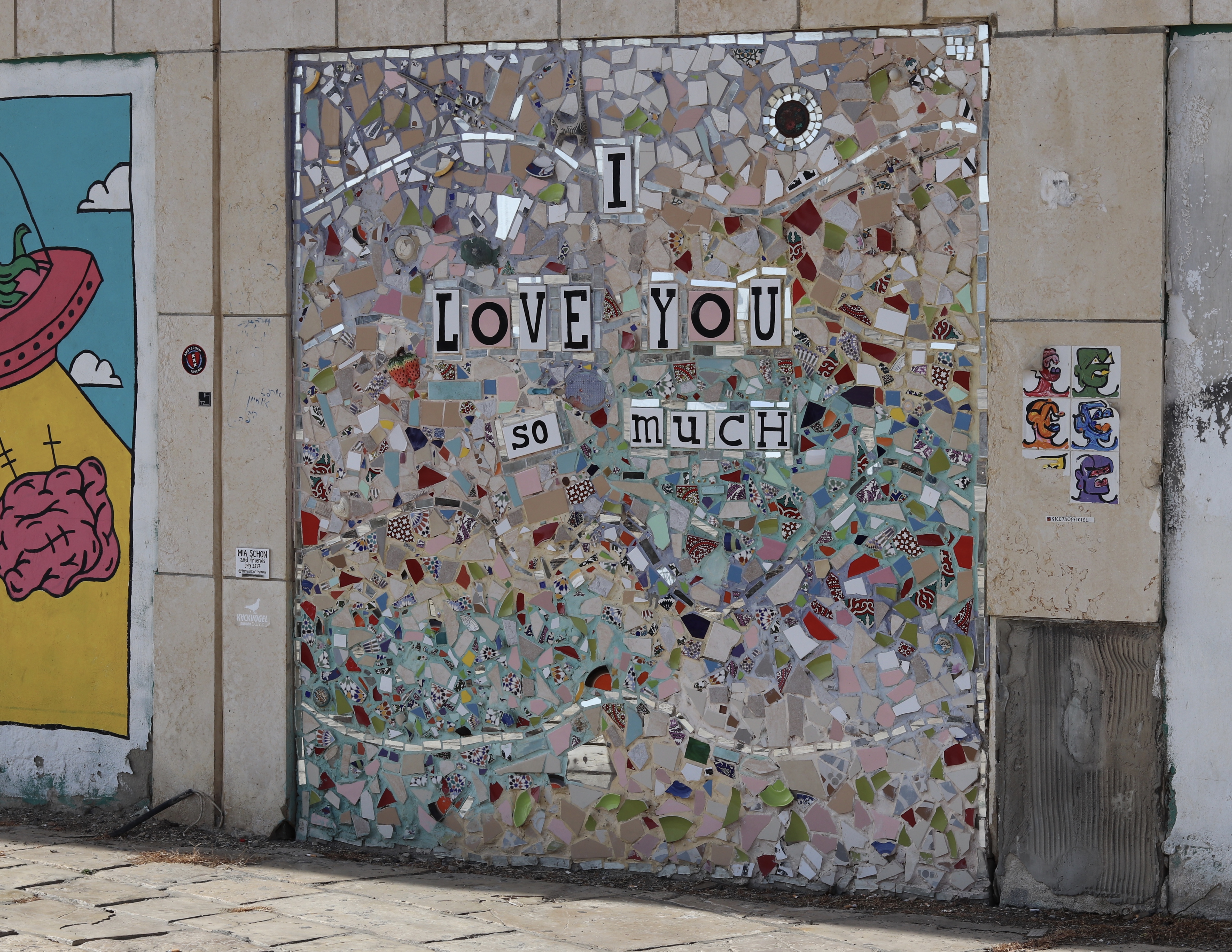 Mosaic themed street art in Tel Aviv