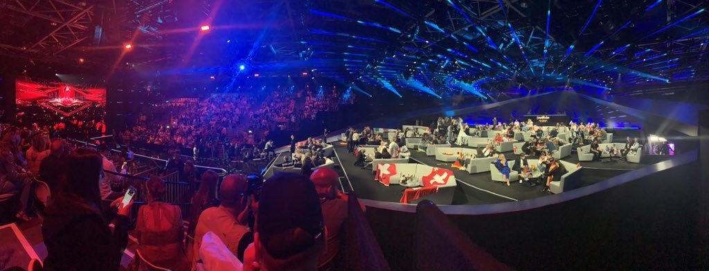 A view of the Eurovision Song Contest in 2019 from the Green Room